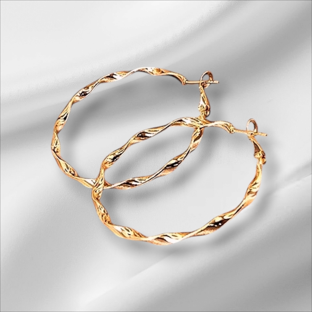 Gold Twisted Hoop Earrings NWOT - Great Gift 🎁